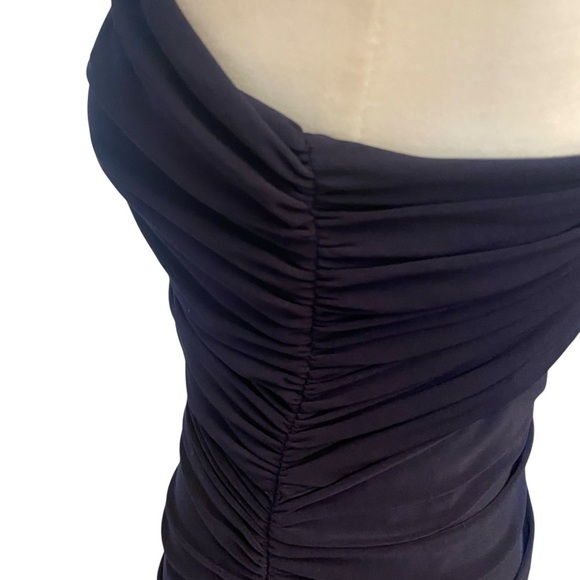 LAUREN RALPH LAUREN ONE SHOULDER Ruched DRESS SIZE 6 Navy Dance Wedding Guest - Picture 6 of 10